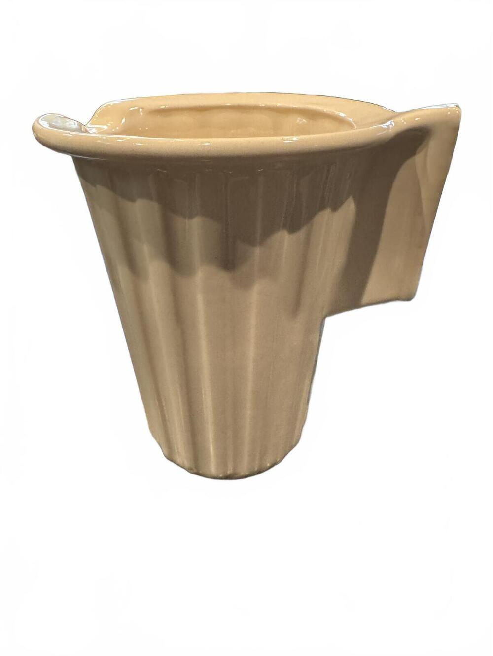 Mid-Century McCoy Pottery Ceramic Refrigerator Pitcher - White Ribbed Art Deco